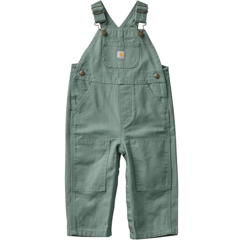 Carhartt Infant Toddler Canvas Bib Overall | Boys' & Girls' Bib Overall | Reinforced Knees | Cotton Canvas | Woven Carhartt Brand Mark Label On Bib Pocket