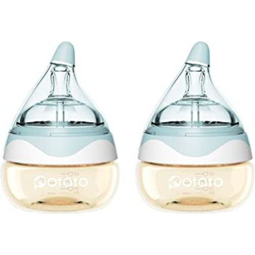Breast Milk Baby Bottles for Newborn Baby PPSU Anti Colic Infant Bottles Wide Neck Breast-Like Nipple Slow Flow Breastfeeding Toddler Bottles-2pack (2.5oz/pc Blue)