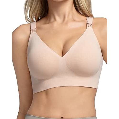 Momcozy CoolFit Nursing Bras for Breastfeeding, Ultra Stretch Seamless Jelly Strip Maternity Bra, Cooling Wireless