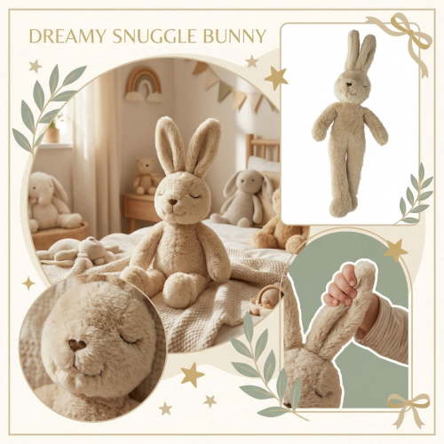 Dreamy Snuggle Bunny 17" Plush Stuffed Animal, Ultra-Soft Rabbit Toy for Babies & Toddlers, Beige