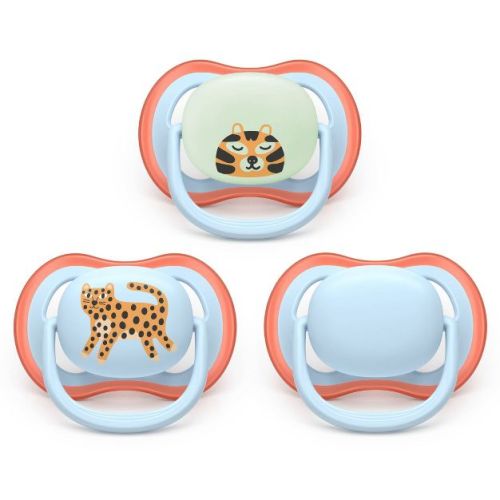 Philips Avent Ultra Air Pacifiers 6-18m - Leopard/Sleeping Tiger Day+Night - 3pk