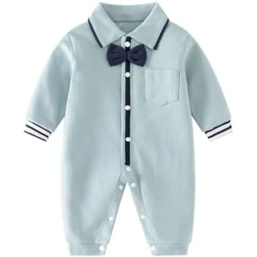Baby Boys Gentleman Romper One-Piece Outfit (0-18 Months)
