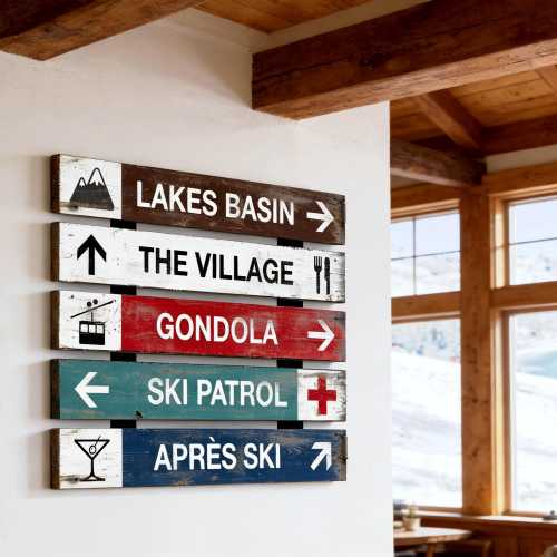 Personalized Ski Trail Sign - Wooden Ski Resort Decor for Ski Lodge and Mountain Cabin