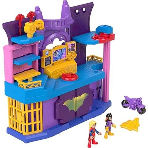 Fisher-Price Imaginext DC Super Friends Toy Batgirl Hero Hideout Playset with 2 Figures & 5 Accessories for Pretend Play Kids Ages 3+ Years