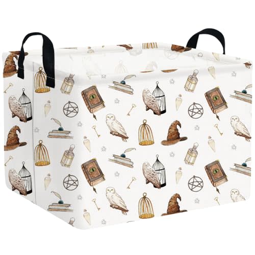 Rectangular Owl book Basket,Magic Decor basket,Magic Nursery Waterproof foldable baby baskets,Hat book box,Owls Storage Bin(Owl)