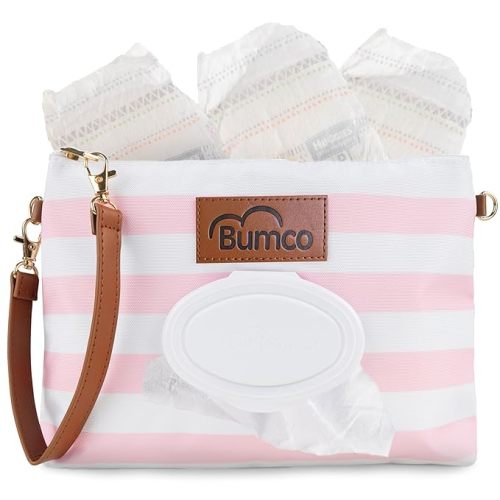 Baby Bum Brush Bumco Diaper Clutch - Portable Wipes Dispenser & Travel Essential, Airtight Refillable Wipes Container, Diaper Bag Purse