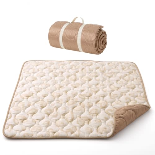 Momcozy Baby Play Mat for Floor, 50"x50" Thickened Playpen Mat | Playmate for Baby Tummy Time, Waterproof & Non-Slip, Foldable Outdoor Mat with Carrying Handle, Leopard