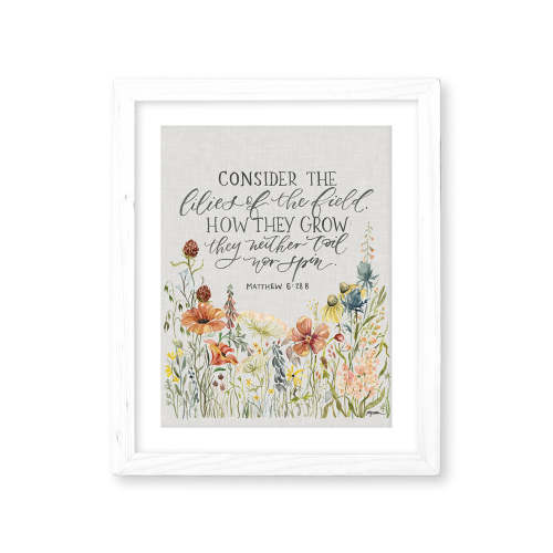 Matthew 6:28b | How They Grow (Linen) Print