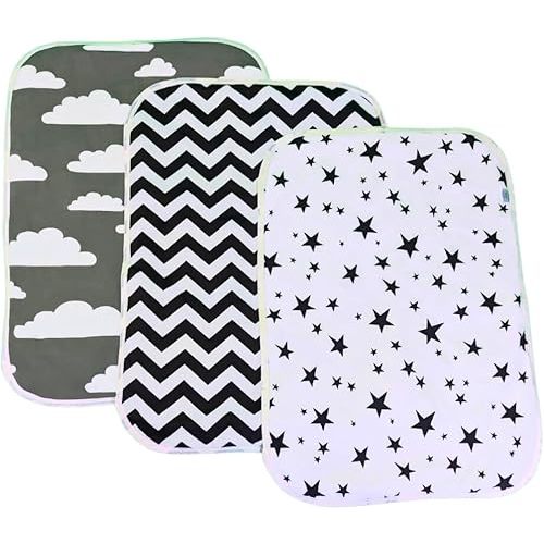 Changing Pad Liners [3 Pack Large] -Portable Changing Mat - 100% Waterproof - Absorbent - Unisex - Changing Table Cover - 19.5" x 27.5" (50cm x 70cm) - By Kinpa Baby (Black Set)