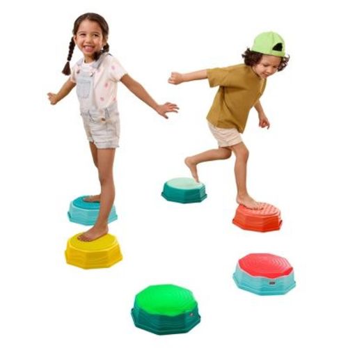 B. toys Step 'n' Glow Balance Pods - 6pc Sensory Stepping Stones with Lights for Active Play