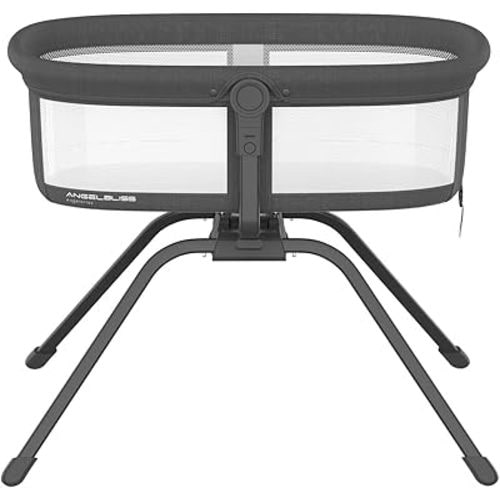 ANGELBLISS 3 in 1 Rocking Bassinet & Baby Portable Travel Bedside Crib, Side to Side Manual Rocking Motion Bassinet, Mattress Included (Black)