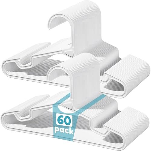 Vtopmart 60 Pack Kids Hangers, 11 inch Baby Clothes Hangers for Closet, StackFit Interlocking Toddler Hanger for Pants, Dress, Skirt, Space-Saving Children Hangers with Non-Slip Shoulder Grooves