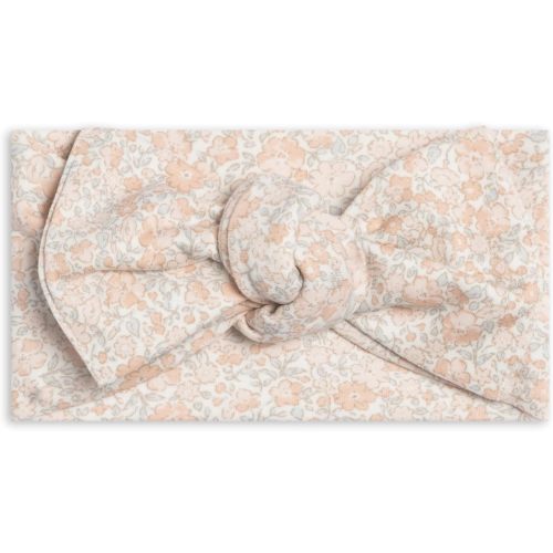 Colored Organics KENDI Baby Organic Cotton Hattie Bow Wrap Headband - Arbor Floral/Powder + Shell