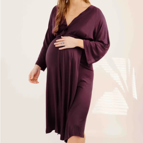Amelia Labor & Postpartum Gown in Plum – Lila