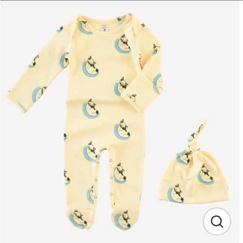 long sleeve lap neck footie + knot hat set | siamese cats | organic co – kate quinn