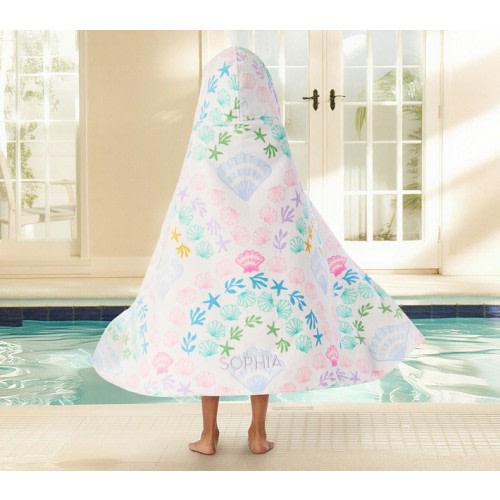 Seashell Scallop Kid Beach Hooded Towel UPF 50+