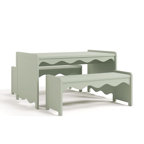Storkcraft Casablanca Montessori Indoor Kids Table & Bench Set, Sage | Premium Kids Activity Table and Bench Set, Toddler Furniture for Crafts and Snack Time, Durable & Easy-to-Clean Surface