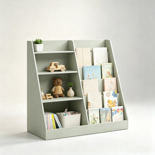 Trinx 4-Tier Sage Green Wooden Kids Bookshelf, MDF Book Display Shelf with Built-In Toy Storage Organizer, Multipurpose Children Bookcase for Nursery Playroom Bedroom & Living Room | Wayfair