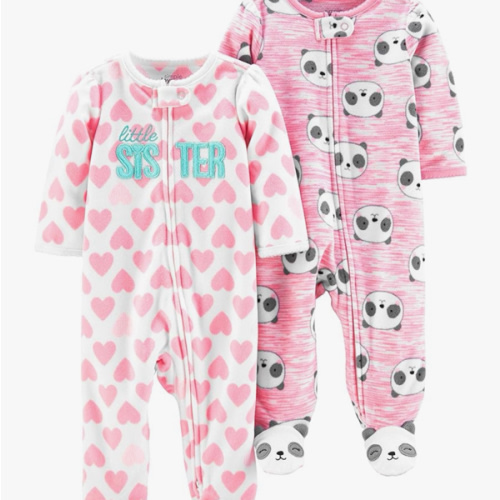 Simple Joys by Carter's Baby Girls' Fleece Footed Sleep and Play, Pack of 2