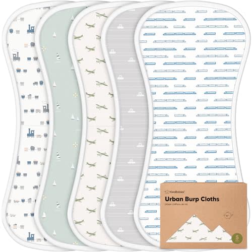 Organic Burp Cloths Baby Boy & Girl, 5-pack Cotton Burp Rags (Vessels) | Super Absorbent Cotton Burping Cloths for Babies, Soft, Plush, Newborn, Infant Towels, Milk Spit Up Rags, Large 21x10