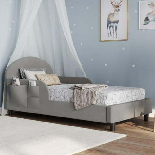 Little Seeds Oliver Upholstered Toddler Bed with Storage Pockets
