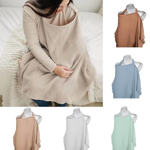Couverture d'allaitement pour bébé, couverture d'allaitement en mousseline respirante avec cercle, auvent multi-usage, tablier d'allaitement réglable pour mère (beige)