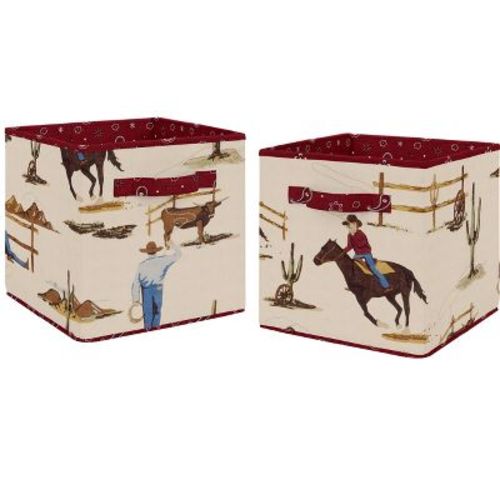 Sweet Jojo Designs Fabric Storage Bins Set Wild West Cowboy Multicolor