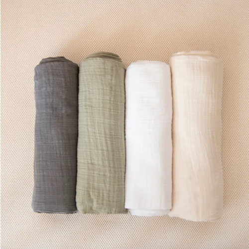 Organic Breathable Swaddle Blankets 4-Color Pack
