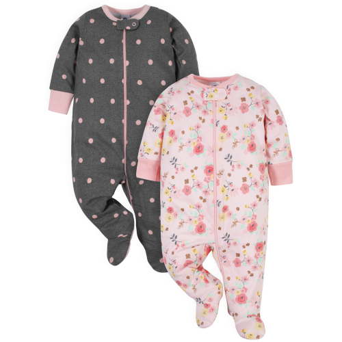 Gerber Baby Girls Sleep 'n Plays, 2-Pack