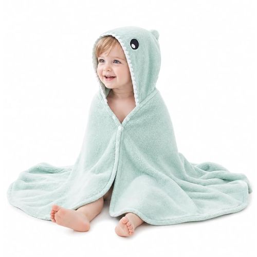 ROMASA Baby Bath Towel with Hooded Ultra Soft and Absorbent Toddlers Bathrobe Newborn Blanket Shower Gifts (Blue Elephant)