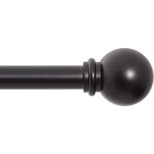 Kenney Chelsea Ball End Window Curtain Rod - Adjustable for Windows 48 to 86 Inches, Extendable Set, Black