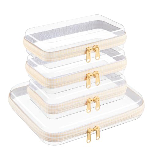 Clear Zipper Pouches, Hard Shell Zipper Case (M+3S) | Toiletry Bag for Travel, CLear Diaper Bag, Toiletry Pouch, Travel Organizer, Cosmetic Bag, Toy Storage Bins
