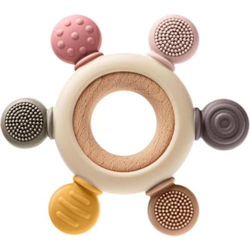 Baby Teething Toys for 0-6 6-12 Months, BPA Free Silicone Hand Teether Ring