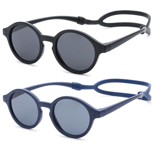 Polarized Baby Sunglasses with Strap - Unbreakable Infant Sunglasses for Newborn Toddler Boys Girls Age 0-24 Months