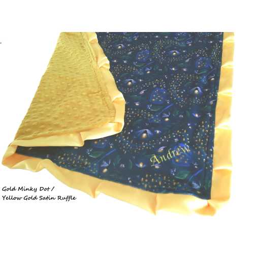 Firefly Blanket, Personalized Camping Outdoors Bedding, All Sizes, Satin Ruffle Option