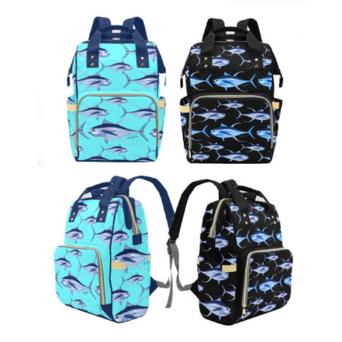 tuna boy or girl fish diaper bag fishing baby diaper bag yellowfin tuna Multi-Function Backpack, beach backpack, boat bag, canvas backpack