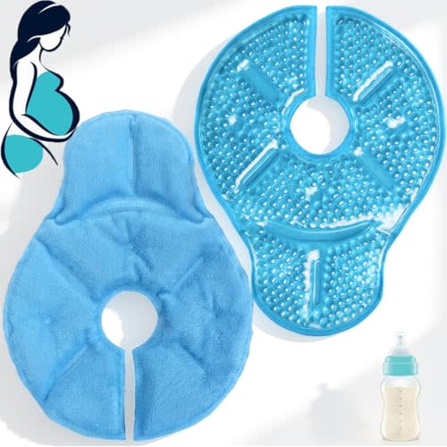 Breast Therapy Pads Breast Ice Pack, Hot Cold Breastfeeding Gel Pads, Boost Milk Let-Down with Gel Bead (Blue)