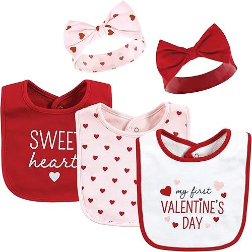 Hudson Baby Unisex BabyCotton Bib and Headband or Caps Set