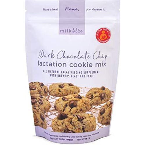 MilkBliss Dark Chocolate Chip Lactation Cookie Mix- Oatmeal Breastfeeding Cookie Supplement Support for Milk Supply Increase 15 oz
