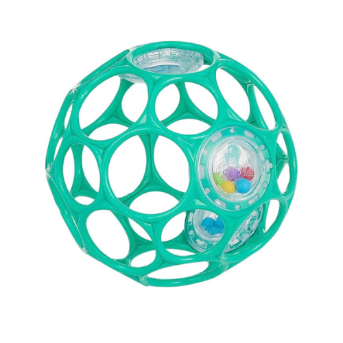Bright Starts Oball Easy-Grasp Rattle BPA-Free Infant Toy in Teal, Age Newborn and up, 4 Inches