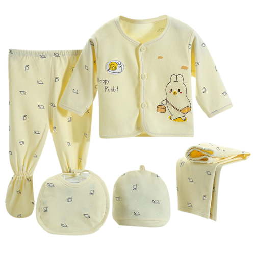 Curenmufel Layette Set Girl New Born Clothes Cotton Layette Gift Set Unisex Baby Outfit and Accessories Essentials Must Haves 0-3 Months (Yellow,0-3 Months)