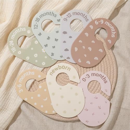 8 Pack Baby Closet Dividers, Double-Sided Adorable Nursery Decor, Baby Clothes Size Dividers for Hanging, Newborn to 24 Months, Easily Organize Your Little Girls or Boys Room