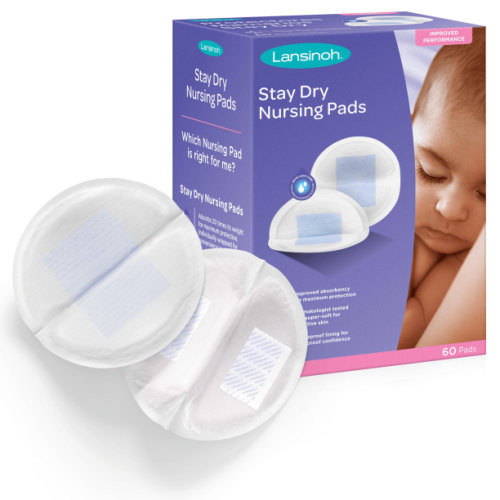 Lansinoh Stay Dry Disposable Nursing Pads for Breastfeeding, 60 Ct
