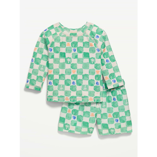 Long-Sleeve Rashguard Swim Top and Trunks Set for Baby
