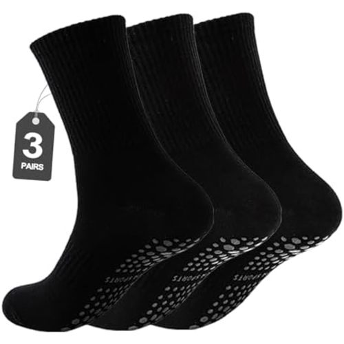 3 Pairs Pilates Socks with Grips for Women, Non Slip Yoga Grip Socks, Grippy Ballet Barre Socks for Dance Hospital