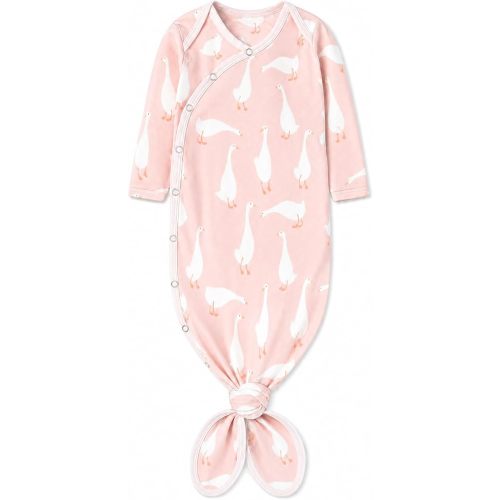 Copper Pearl Baby Gown - Knotted Newborn Sleepers for Baby Boy and Girl, Soft Stretchy Long Sleeve Infant Gowns with Bottom Tie and Hand Mittens, Perfect Hospital Coming Home Outfit (Goosie)