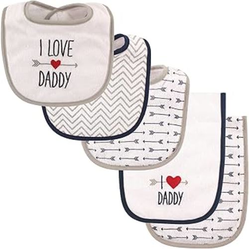 Luvable Friends Unisex Baby Bib and Burp Cloth Set, Boy Daddy, One Size