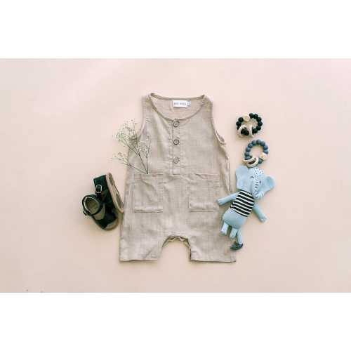 Linen Baby Romper | Oatmeal Cropped Baby Girl Outfit | Soft Summer Infant Romper | Minimalist Baby Clothes | Babe Basics