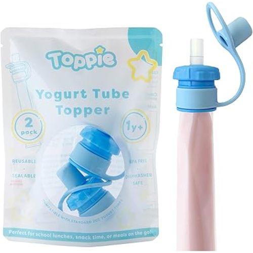 Yogurt Tube Topper - for Gogurt, Stoneyfield, Siggis, and Others | Kids Yogurt Pouch Alternative | Baby Feeding Supplies | Toddler Snacks | BPA Free | Dishwasher Safe | 2-Pack