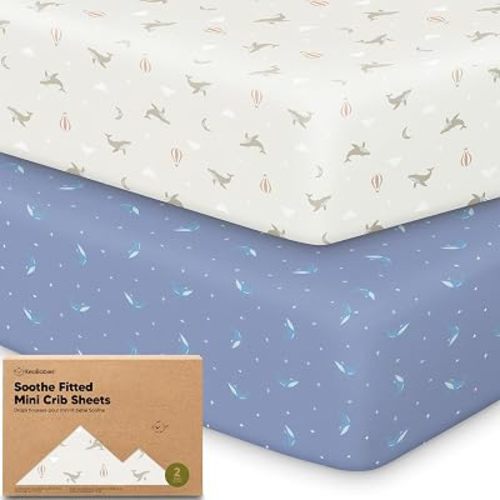 2pk Mini Crib Sheets Fitted 38x26 Pack N Play Mattress Sheet (Marine Muse)